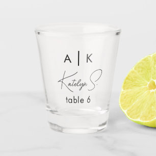 Initials Wedding Shot Glass Favour   Table Numbers
