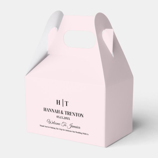 Initials Wedding Welcome Modern Wedding Guest Gift Favour Box (Front Side)