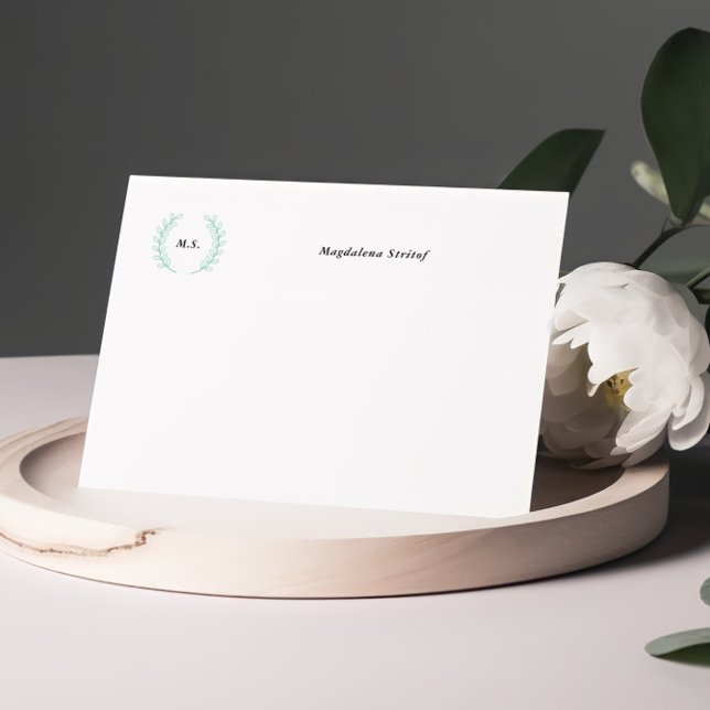 Initials Wreath Personalised Note Cards (Creator Uploaded)