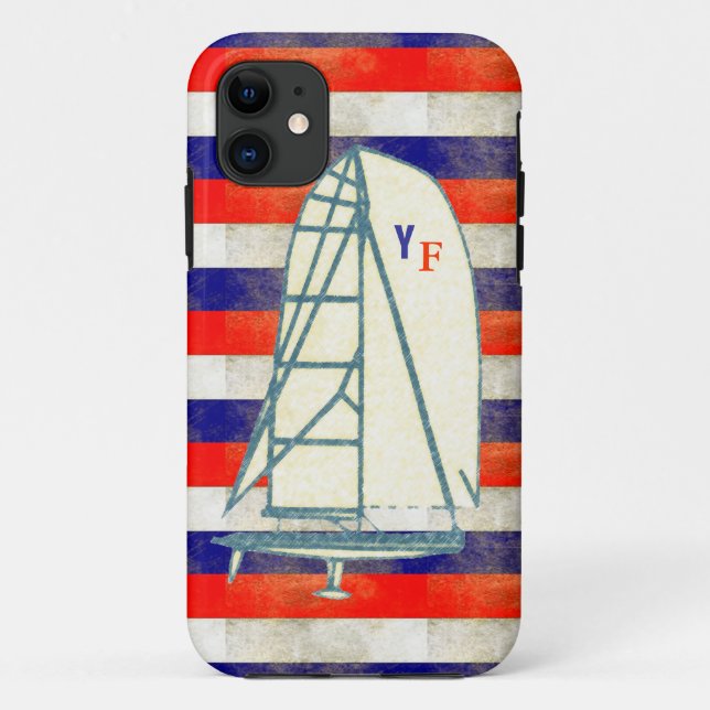 initials yachting marine stripes Case-Mate iPhone case (Back)