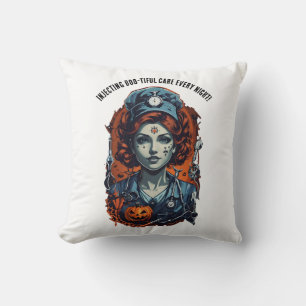 Injecting Boo-tiful Care, Spooky Halloween Nurse Cushion