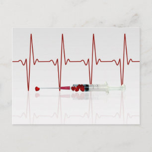 Injection with Red Hearts Postcard