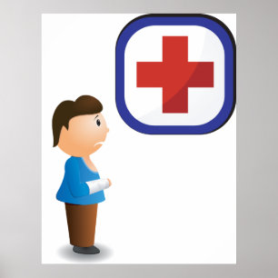 Injured Boy Hospital Care Poster
