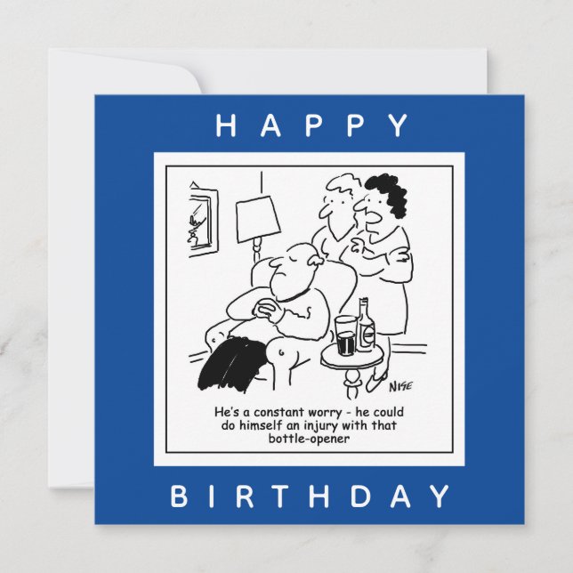 Injury with a Bottle-Opener Worry Cartoon Card (Front)