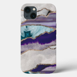 Ink Agate Gold Glitter Glam #2 (Faux Glitter) #art iPhone 13 Case