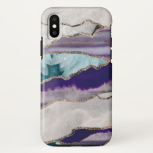 Ink Agate Gold Glitter Glam #2 (Faux Glitter) #art iPhone X Case