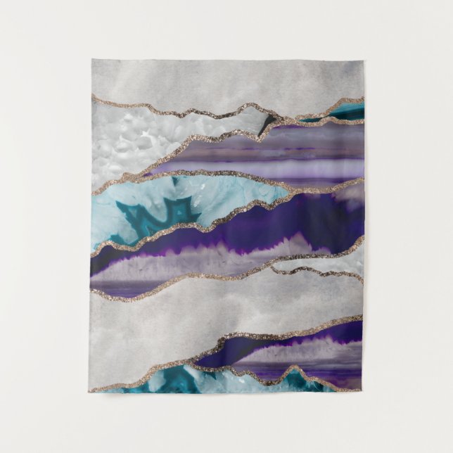 Ink Agate Gold Glitter Glam #2 (Faux Glitter) #art Tapestry (Front)