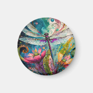 Ink and Pen Watercolor Dragonfly Magnet