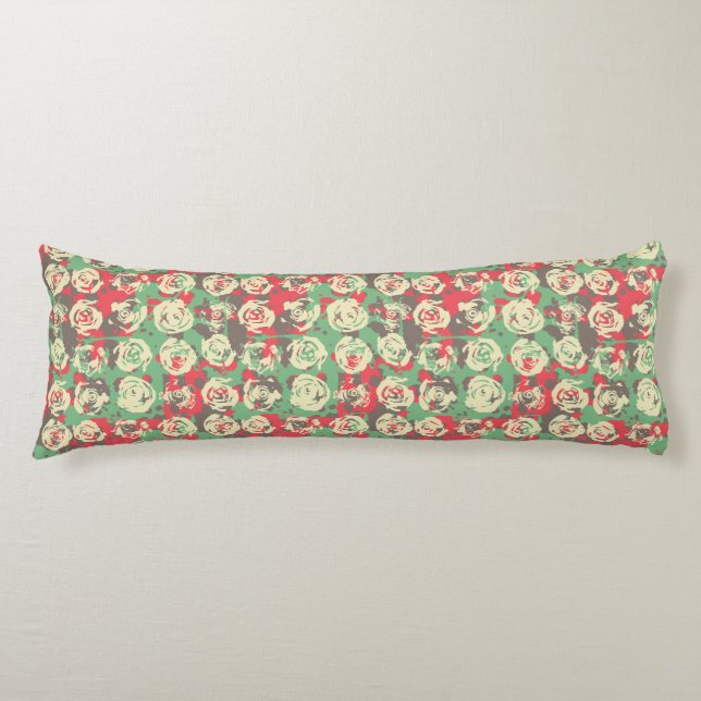 Ink and Roses Harmony - Seamless Pattern Body Cushion (Front)