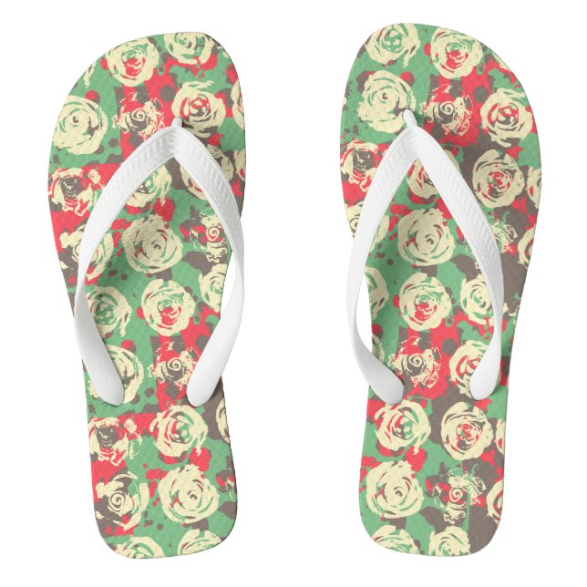 Ink and Roses Harmony - Seamless Pattern Thongs (Footbed)