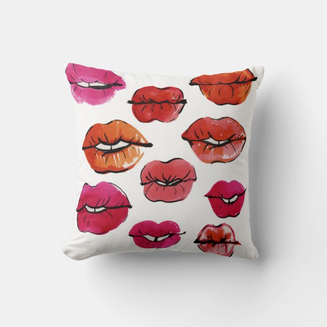 Ink and watercolor lips set cushion (Front)