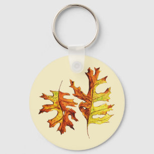 Ink And Watercolor Painted Dancing Autumn Leaves Key Ring