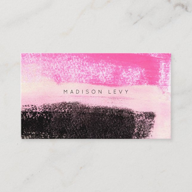 Ink Art Modern Vibrant Hot Pink Black Appointment Card (Front)