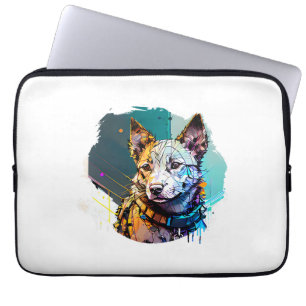 Ink Art Style Dog Portrait Laptop Sleeve