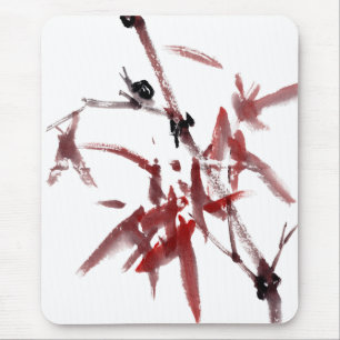 Ink art with snail and red bamboo mouse pad