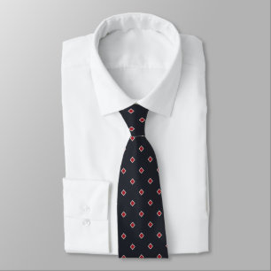 Ink Black Ruby Red Diamond Polka Dot Pattern Tie