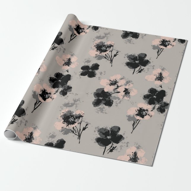  Ink Bloom Dark Wrapping Paper (Unrolled)