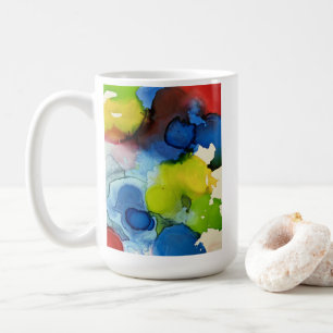 Ink Blot art design in red, blue, yellow and green Coffee Mug