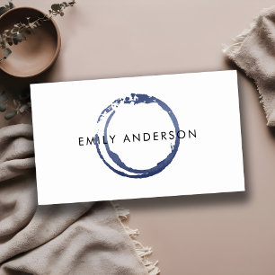 INK BLUE NAVY BRUSH STROKE STAIN CIRCLE MARK LOGO BUSINESS CARD
