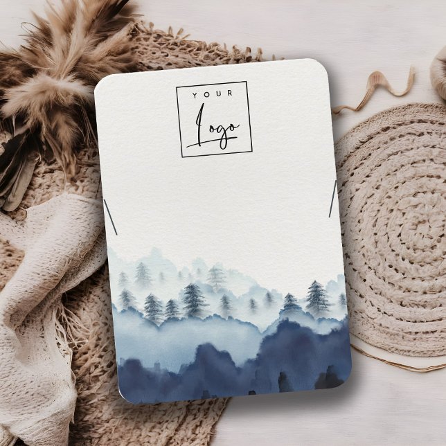 Ink Blue Navy Pine Woods Logo Necklace Display Business Card (Creator Uploaded)