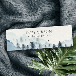 Ink Blue Navy Pine Woods Mountain Earring Display Mini Business Card