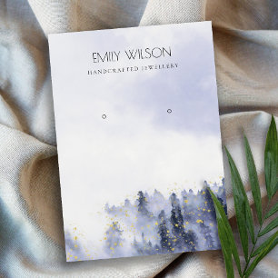 INK BLUE VIOLET FOG SNOW LANDSCAPE EARRING DISPLAY BUSINESS CARD
