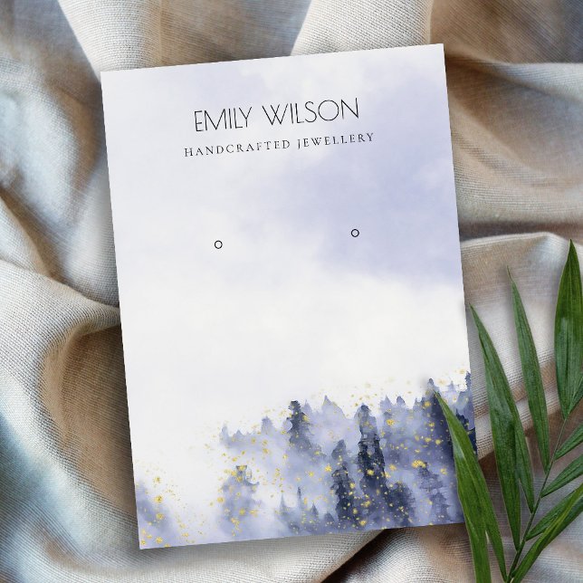 INK BLUE VIOLET FOG SNOW LANDSCAPE EARRING DISPLAY BUSINESS CARD (Creator Uploaded)