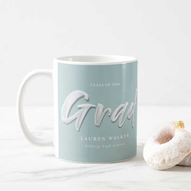 Ink Bold Script Graduate Light Blue Coffee Mug (With Donut)