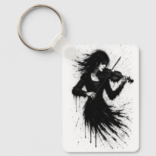 Ink‑Born Violinist in the Storm of Sound Key Ring