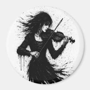 Ink‑Born Violinist in the Storm of Sound Magnet