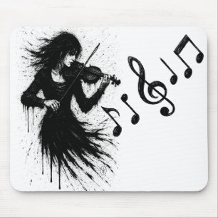 Ink‑Born Violinist in the Storm of Sound Mouse Pad