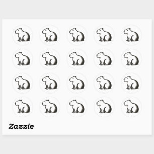 Ink Brush Capybara – Minimalist Animal Design on Classic Round Sticker