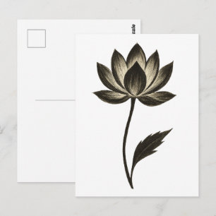 Ink Brush Lotus – Minimalist Floral Design on  Postcard
