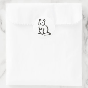 Ink Brush Quokka – Minimalist Animal Design on Classic Round Sticker