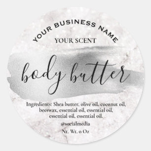 Ink Brush Stroke Silver Body Butter Labels