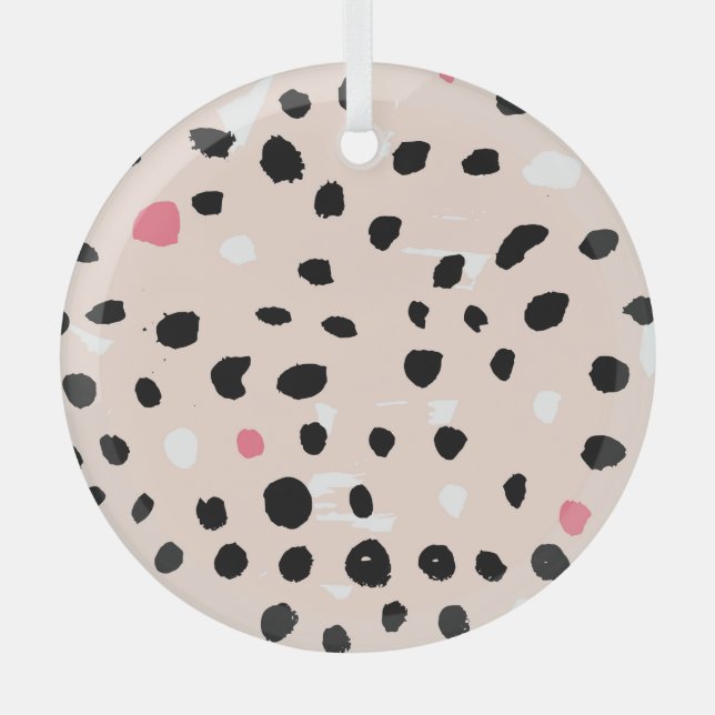 Ink Brush Strokes: Artistic Texture Glass Tree Decoration (Front)