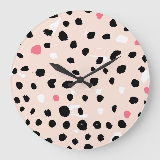 Ink Brush Strokes: Artistic Texture Large Clock (Front)