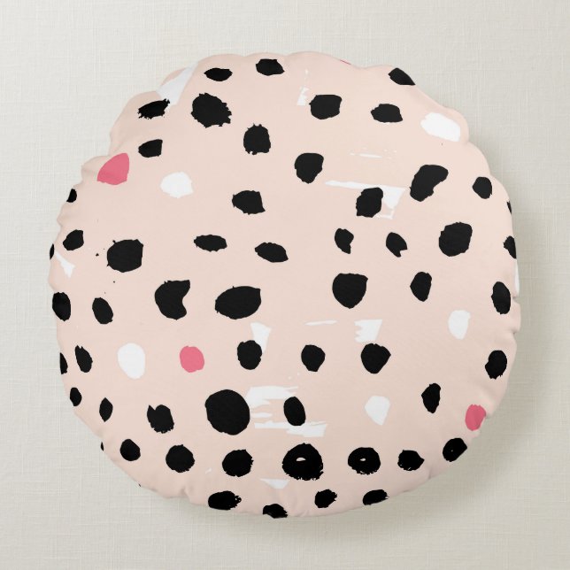 Ink Brush Strokes: Artistic Texture Round Cushion (Front)