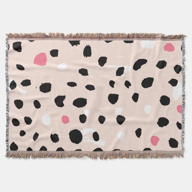 Ink Brush Strokes: Artistic Texture Throw Blanket (Front)