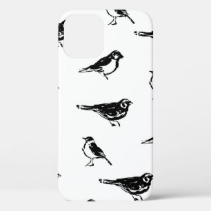 Ink brushstroke bird vintage seamless patternink, iPhone 12 case