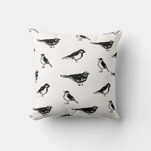 Ink brushstroke bird vintage seamless patternink, cushion