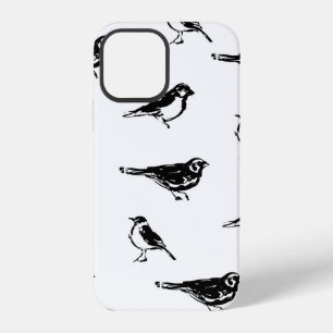 Ink brushstroke bird vintage seamless patternink, iPhone 12 case