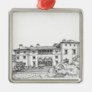 Ink building drawing metal tree decoration