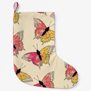 ink butterflies flying seamless pattern in ivory o small christmas stocking