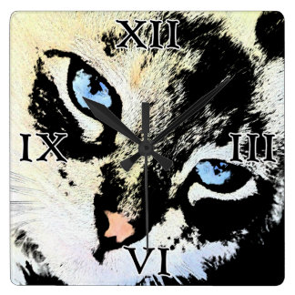 Ink Cat Square Wall Clock