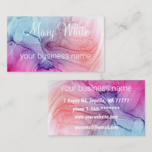 Ink Cloud Swirl Trendy Modern Blue Peach Purple Business Card