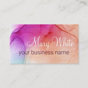 Ink Cloud Swirl Trendy Modern Peach Violet Teal Business Card