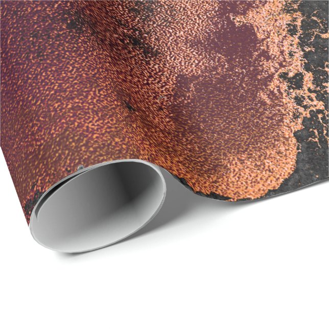 Ink Copper Gold Liquid Paint Grey Burgundy Wrapping Paper (Roll Corner)