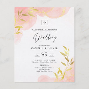 INK Coral Peach Gold Leaves Wedding Invite Flyer