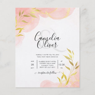 INK Coral Peach Gold Leaves Wedding Invite Flyer
